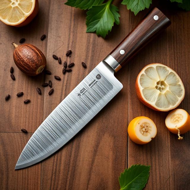 Hori hori garden knife with a serrated blade used for gardening.